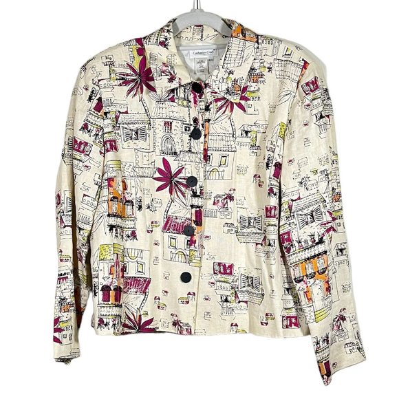 Coldwater Creek - Women's Size L - Tan Button-up Blazer Sketch Art Print - Picture 1 of 10